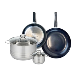 Ensemble de 2 Poêles de cuisson 24 et 28 cm et 2 faitouts 12 et 24 cm Elo Prima Brillant