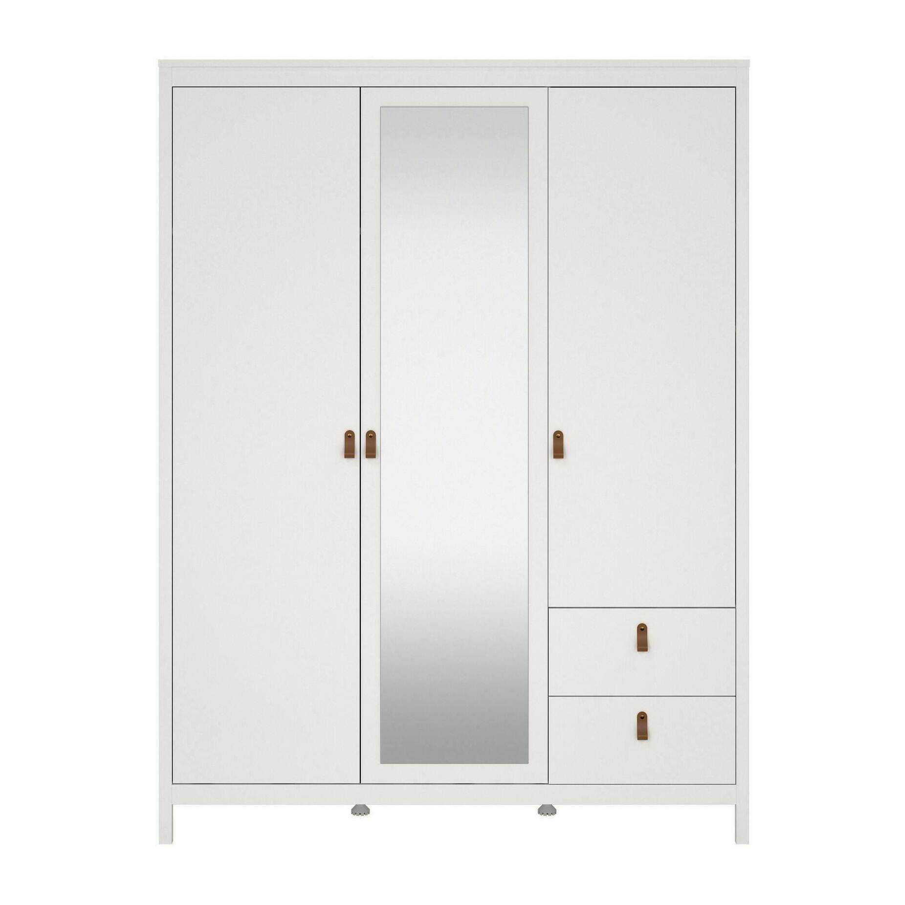 Guardaroba 3 ante Rufina, Mobile camera da letto, Cabina armadio portabiti, Armadio appendiabiti, 150x58 h199 cm, Bianco