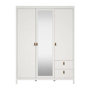 Guardaroba 3 ante Rufina, Mobile camera da letto, Cabina armadio portabiti, Armadio appendiabiti, 150x58 h199 cm, Bianco