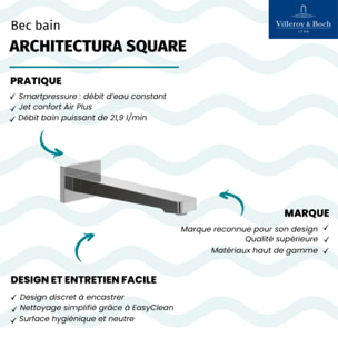 Bec de baignoire  Architectura Square montage mural Chrome