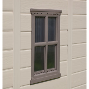 Factor 8x11 - Casetta da Giardino 256,50x243x331,50 cm 2 Ante per deposito attrezzi finitura effetto legno in Resina Beige