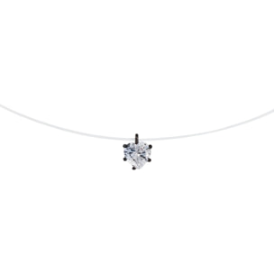 Collana Fantasmino con Pendente Cuore in Cubic Zirconia placcata Rodio