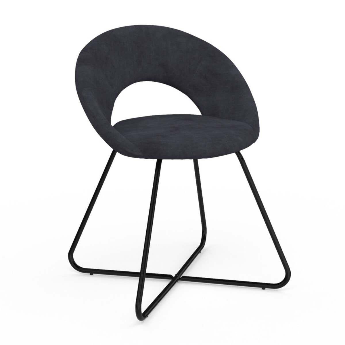 Chaises Malone en velours - Gris foncé / pied noir