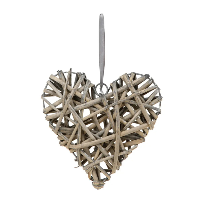 Déco murale "Coeur" - osier - D20 cm