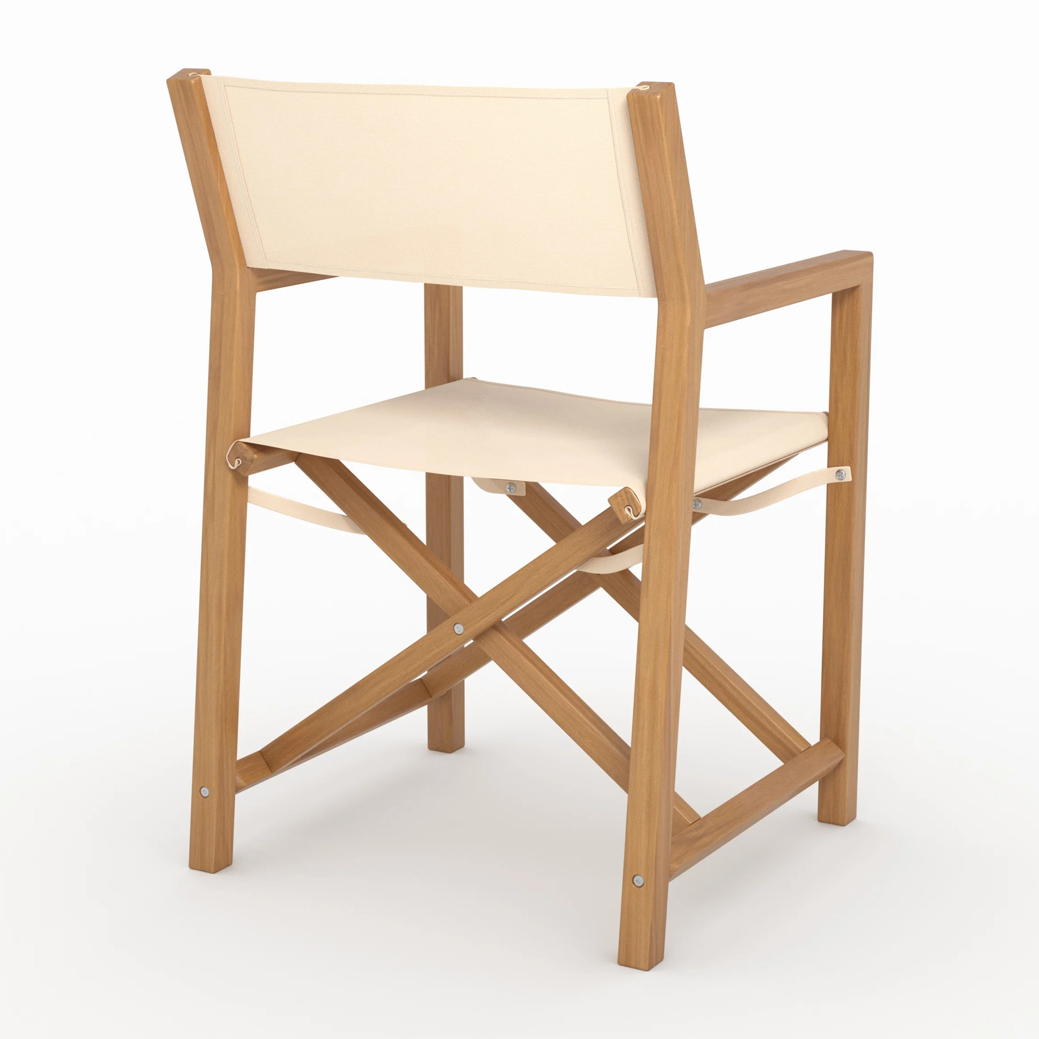 Chaise de jardin pliante en tissu beige clair et bois d'acacia - Tubod