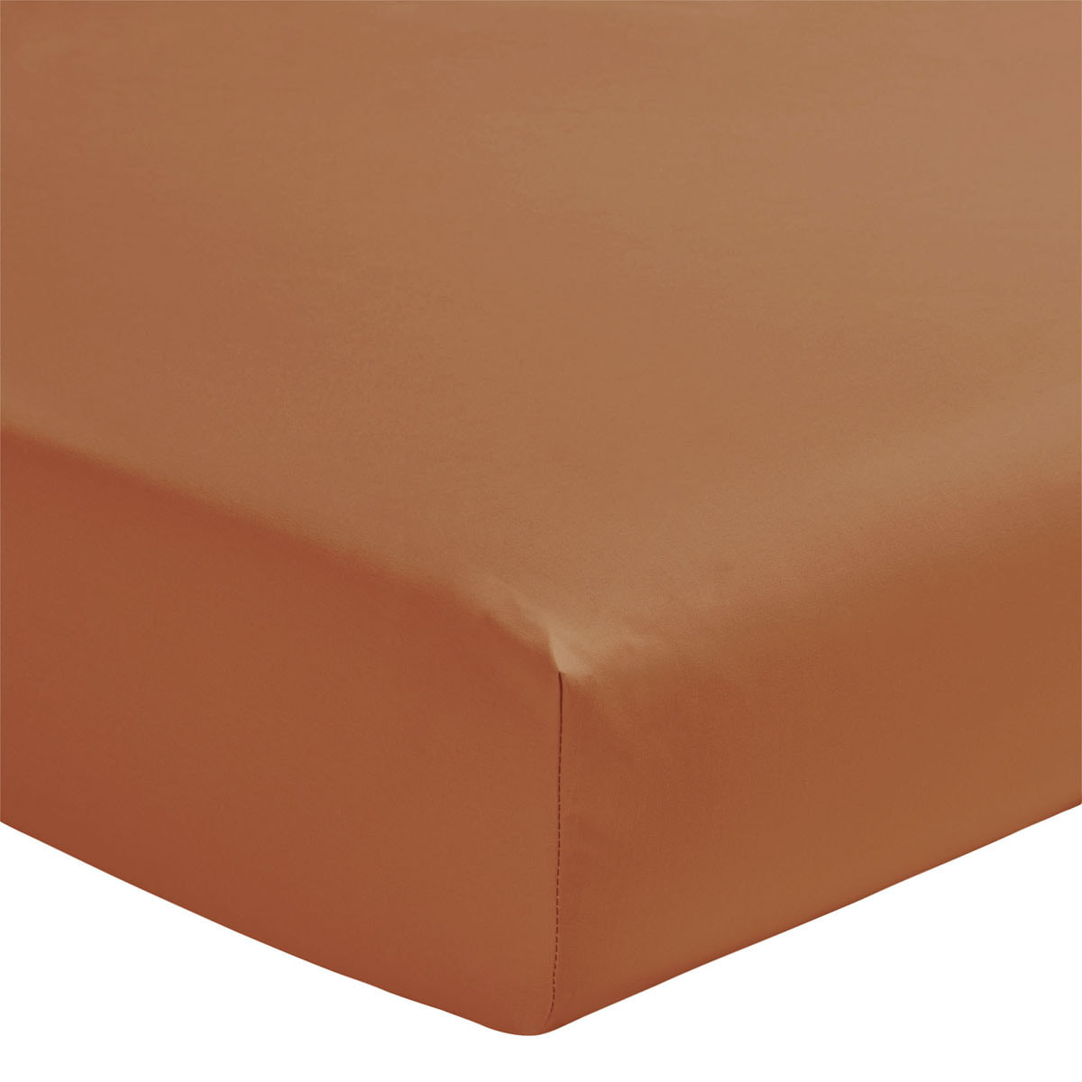Drap housse uni en percale de coton, bonnet de 30cm, PREMIÈRE, Orange