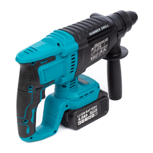 Martillo perforador 21V con motor sin escobillas y 2 baterías de 13.000 mAh.