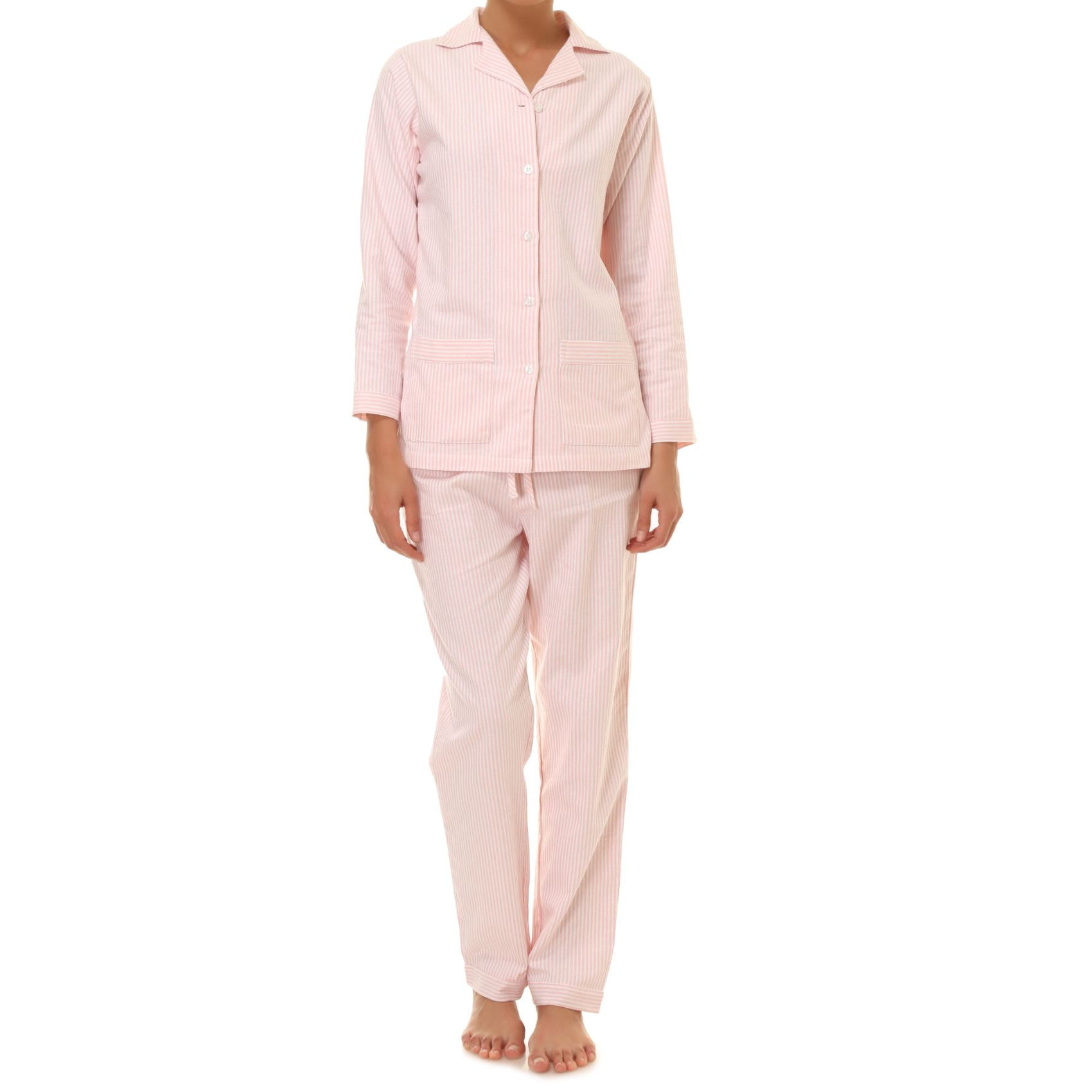 Pigiama DONNA flanella invernale righe rosa