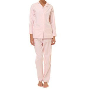 Pigiama DONNA flanella invernale righe rosa