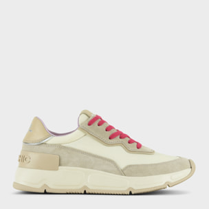 SNEAKER P06 DONNA IN NYLON, SUEDE E PELLE NEBBIA