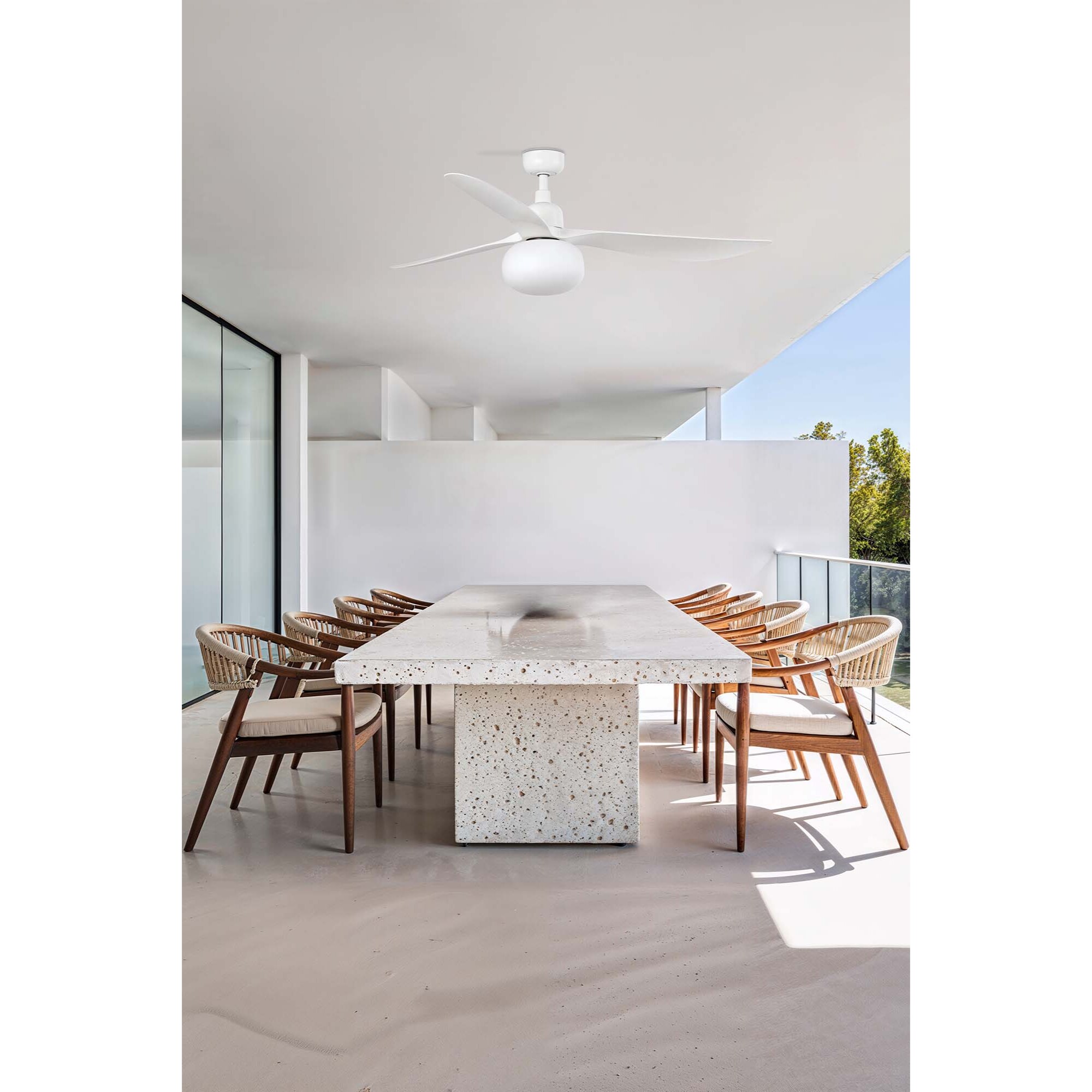 OUTWOOD L Ventilatore a soffitto bianco IP44 1X27