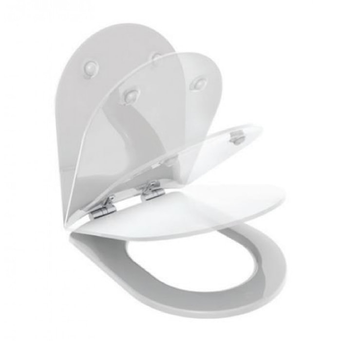 Abattant wood slim avec descente assistée art deco - Ivoire