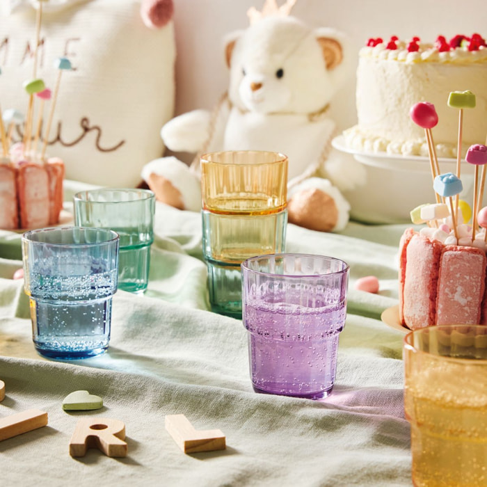 12 vasos de agua 25 cl de vidrio tintado (azul, violeta, verde y amarillo) Sweetie Pie - Luminarc