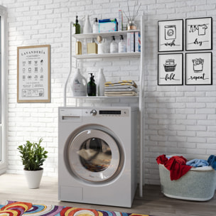 Scaffale Bagno 3 Mensole Ripiano Superiore Mobile Sopra Lavatrice Lavanderia Salvaspazio Ripiani Organizer Da Parete In Metallo 152x65x25 Cm Bianco