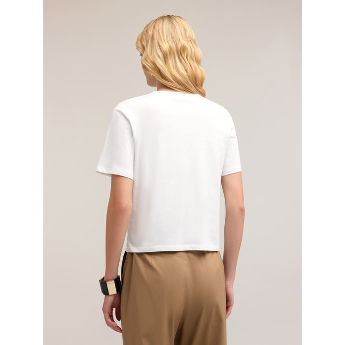 Motivi - T-shirt con spilla a farfalla - Bianco