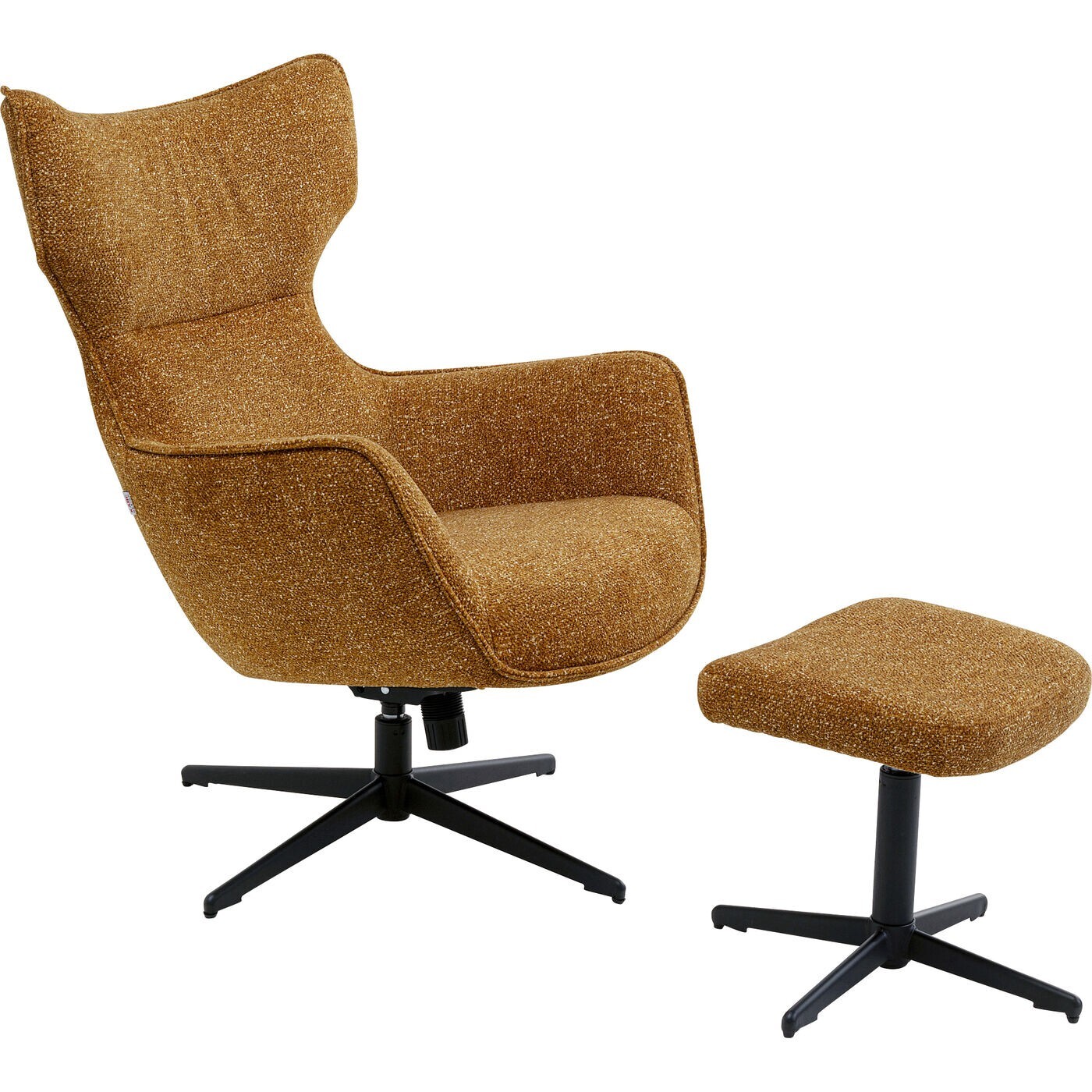 Fauteuil pivotant et repose-pieds Jules marron Kare Design