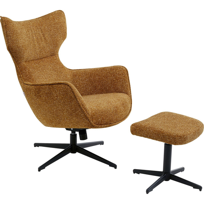 Fauteuil pivotant et repose-pieds Jules marron Kare Design