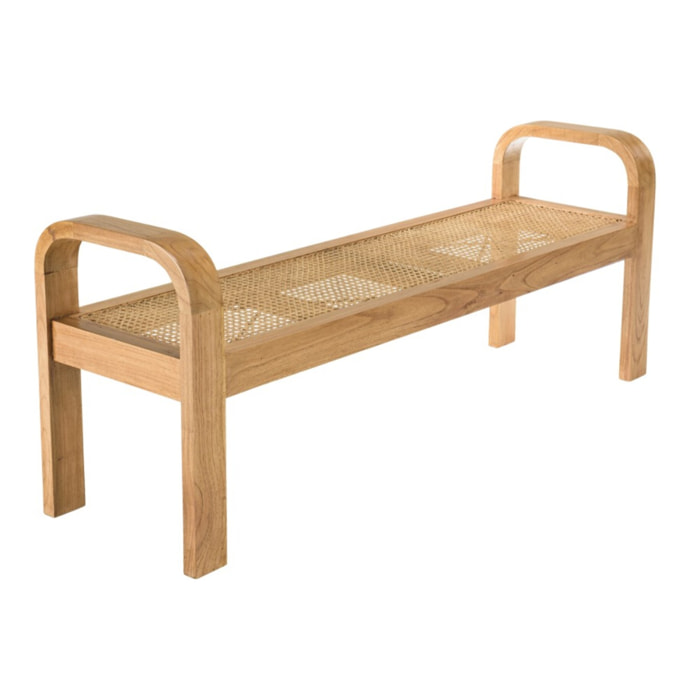 LAUREN - Banc 2 places bois de Mindi et rotin naturel