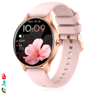 Smartwatch QS80 con llamadas BT, notificaciones push. Monitor deportivo y de salud.