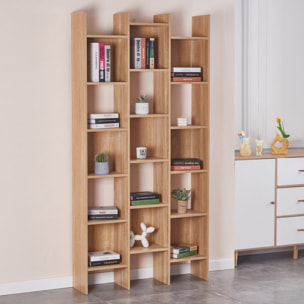 Libreria in legno con piani sfalsati rovere 96x24,8x192 cm - Iken