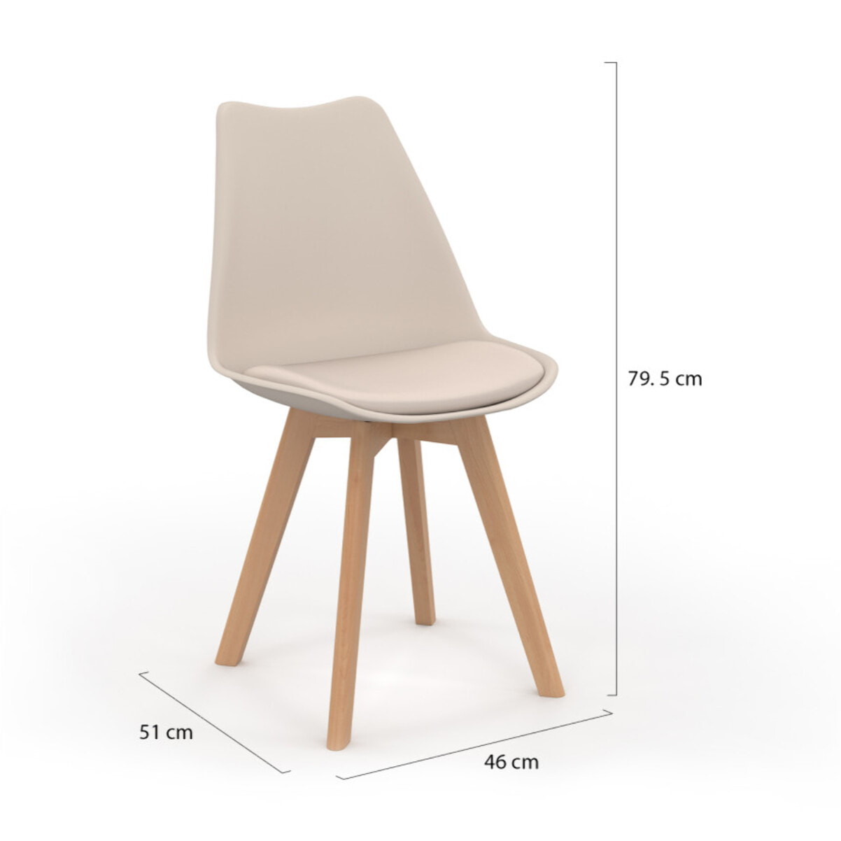 Chaises Nordia pieds bois de hêtre - Beige