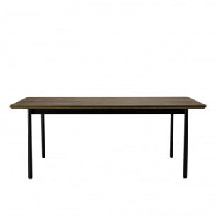 ALMA - Table à manger rectangulaire marron foncé 200x100cm pieds métal noir