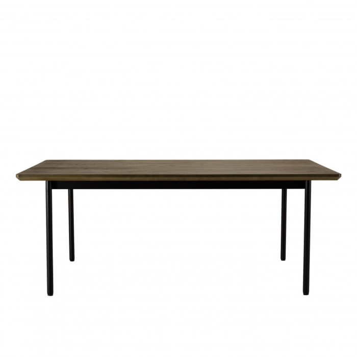 ALMA - Table à manger rectangulaire marron foncé 200x100cm pieds métal noir