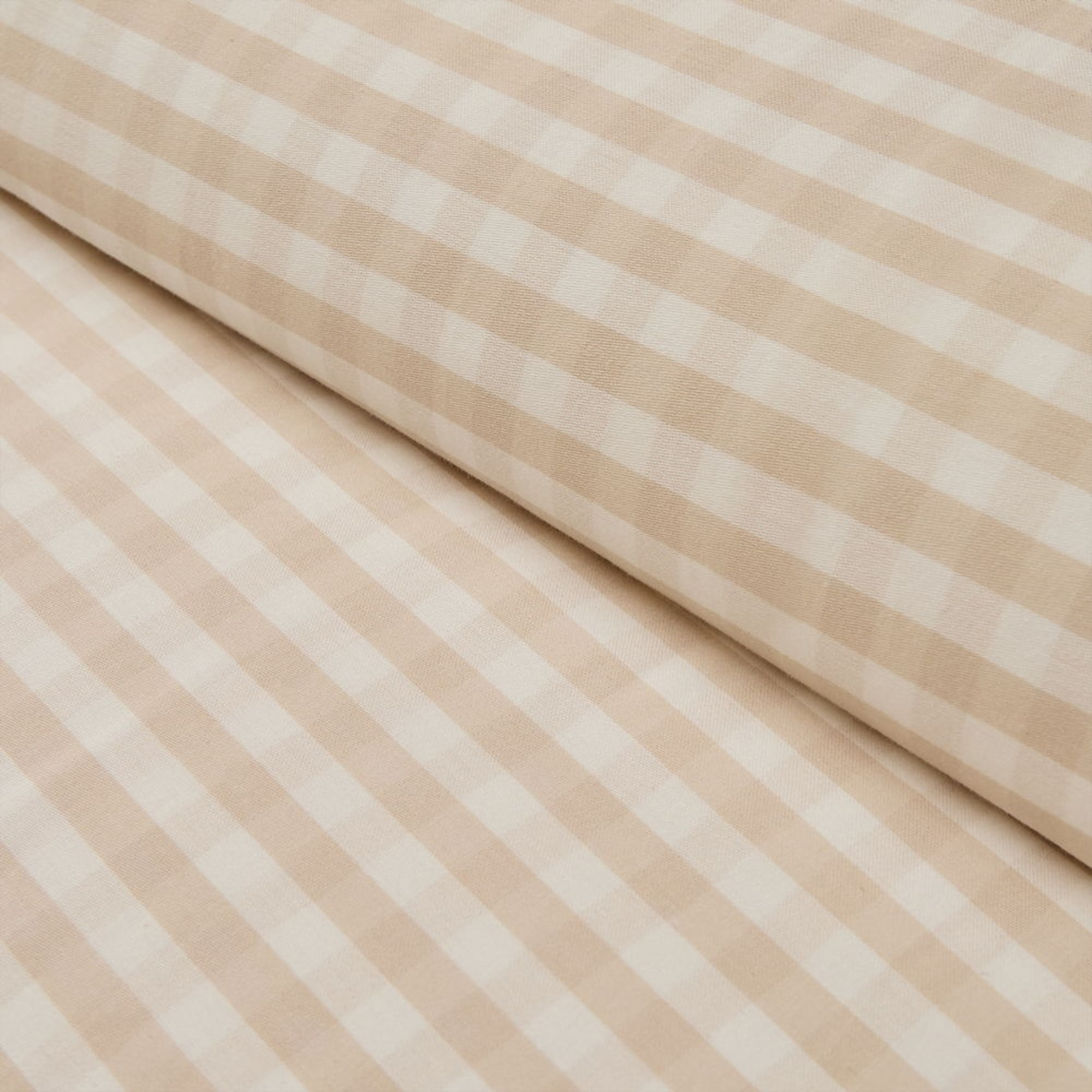 Funda nórdica de algodón satén 200 hilos cuadros vichy Kimcuad color marron beige 100% Algodón