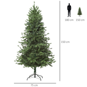 árbol Artificial de Navidad con Base Plegable 75x150 cm Verde