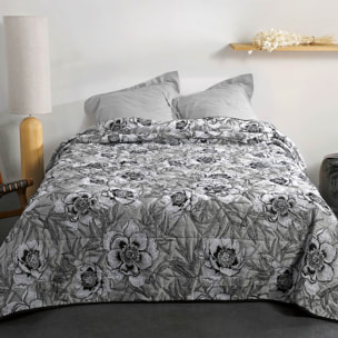 Jeté de lit aux impressions florales - Gris Perle