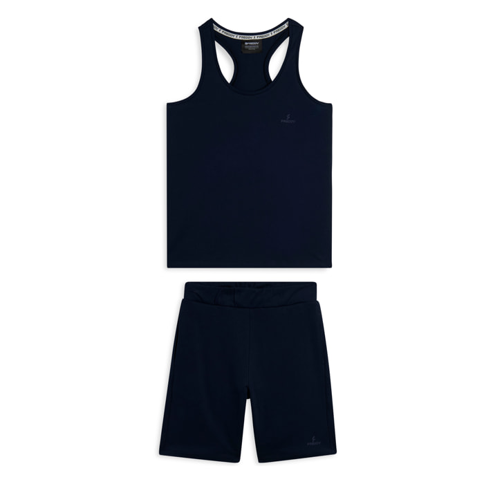 Completo sportivo in cotone con canotta e bermuda