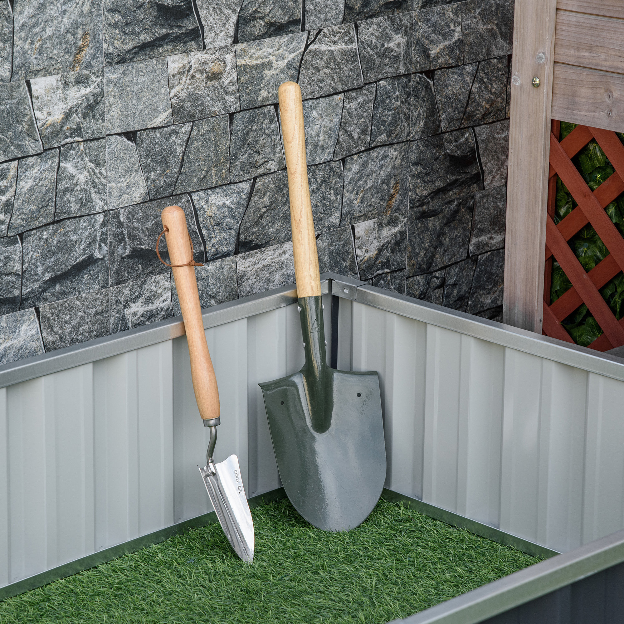 Arriate de Jardín de Acero 174x90x30 cm Incluye Guantes Huerto Urbano Jardinera Macetero Rectangular para Cultivos Plantas Flores para Terraza Balcón Exterior Gris