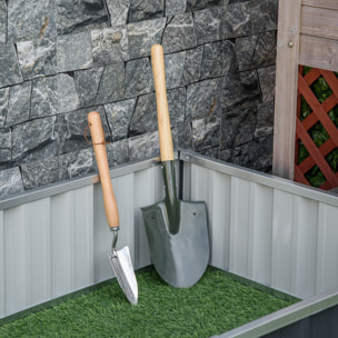 Arriate de Jardín de Acero 174x90x30 cm Incluye Guantes Huerto Urbano Jardinera Macetero Rectangular para Cultivos Plantas Flores para Terraza Balcón Exterior Gris