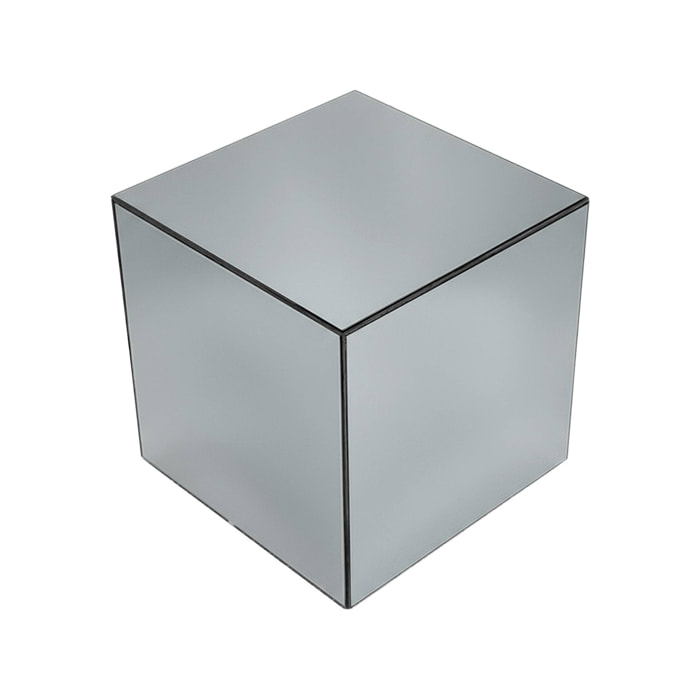 Table cubique miroir transparent. bout de canapé. table d'appoint cube miroir 35cm