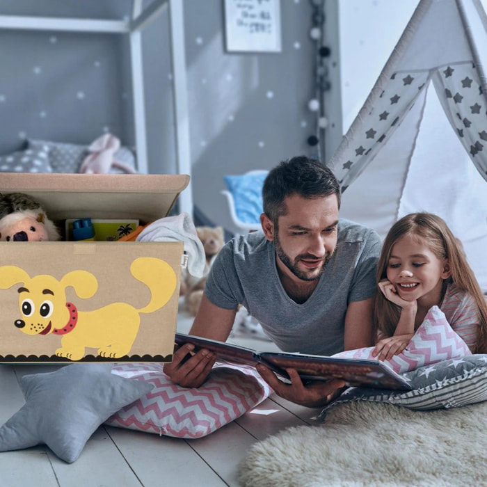 Boîte de rangement en tissu pour enfant "chien" avec couvercle Lifeney
