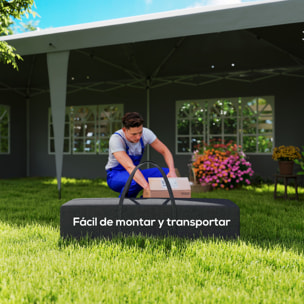 Carpa Plegable 6x3 m, Pop-up, con 4 Laterales Desmontables, Cenador de Jardín con 4 Ventanas Visibles y Bolsa de Transporte, Impermeable, Anti-UV, Gazebo para Camping, Fiestas, Exterior Gris