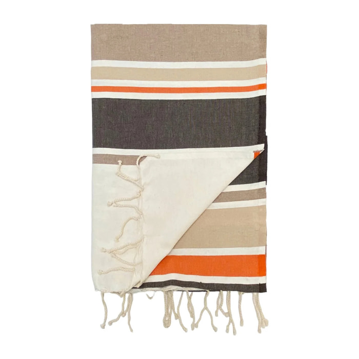 Fouta plate traditionnelle Marron 100x200 190g/m² - Helios Chocolat