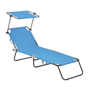 Bain de soleil pliable "Lazy" - Avec pare soleil - Bleu