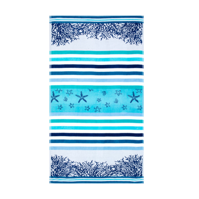 Telo Mare Spugna Jacquard Spiaggia Disegno Queensland