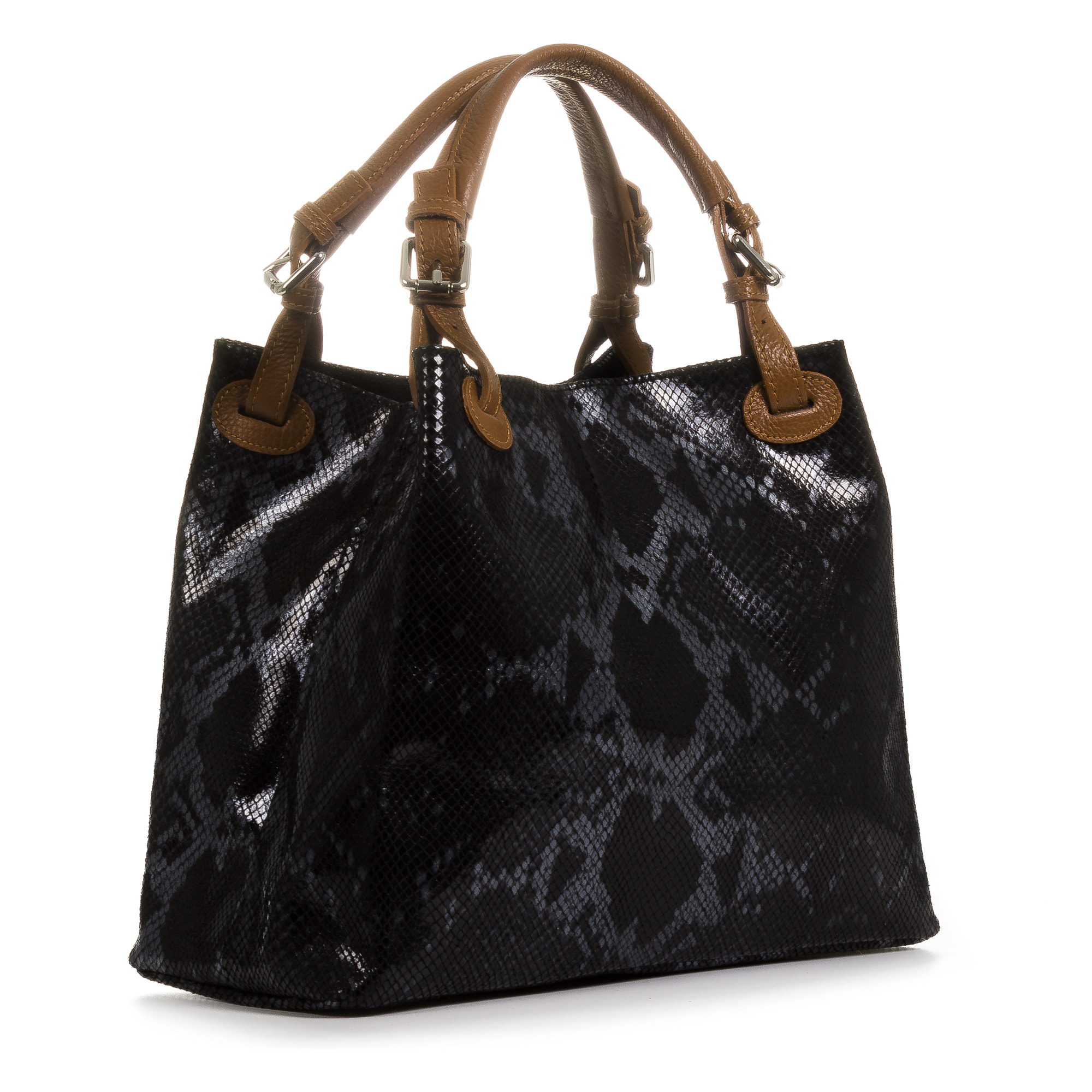 Emanuela Borsa tote Donna.Pelle autentica Camoscio Python Dollaro