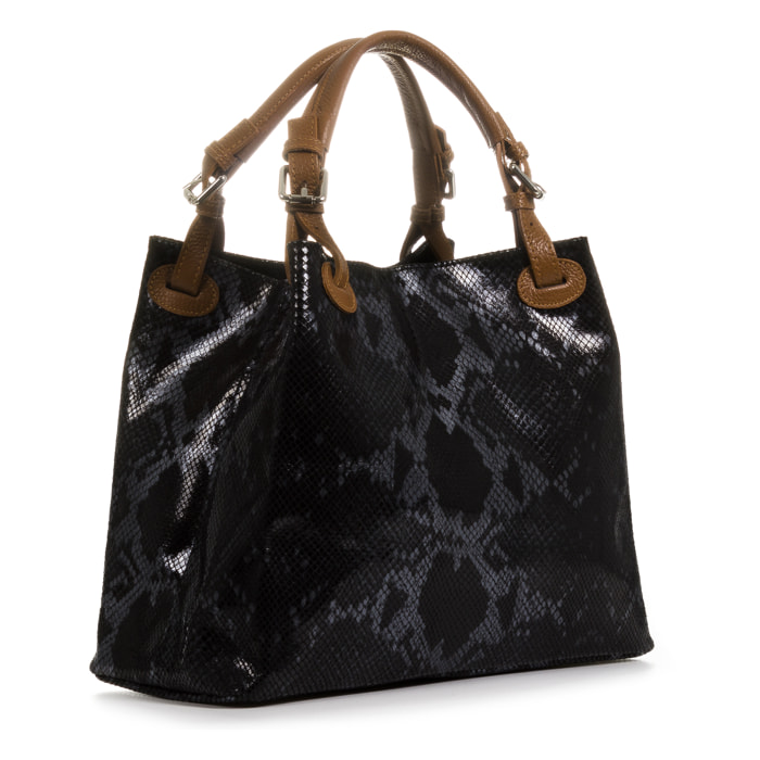 Emanuela Borsa tote Donna.Pelle autentica Camoscio Python Dollaro