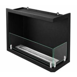 Sutri 60 - Camino a Bioetanolo da Incasso Angolare Destro 60x45x22,4 cm con Bruciatore 1,5lt in Acciaio
