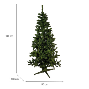 Albero di Natale 180 cm Jingles, Pino artificiale, Albero effetto reale, Alberello natalizio, Made in Italy, 130x130 h180 cm, Verde