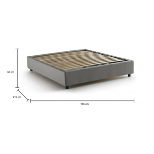 Letto alla francese Arvic, Letto contenitore in tessuto, Apertura frontale, adatto per materasso Cm 140x200, 100% Made in Italy, Grigio