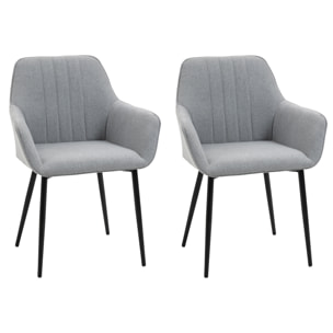 Lot de 2 chaises de visiteur style scandinave lin