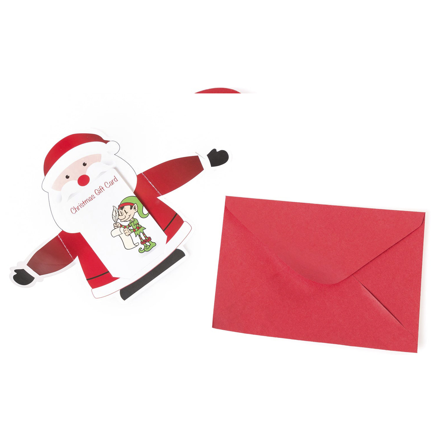 POXTAL Pack 10uds Carta para los regalos navideños con sobre en color rojo con diseño de Papá Noel