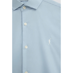 Camicia azzurra slim fit con logo Rigby Go