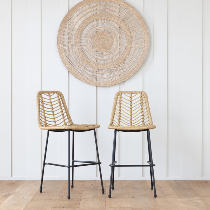 Lot de 2 tabourets de bar en rotin synthétique OKA