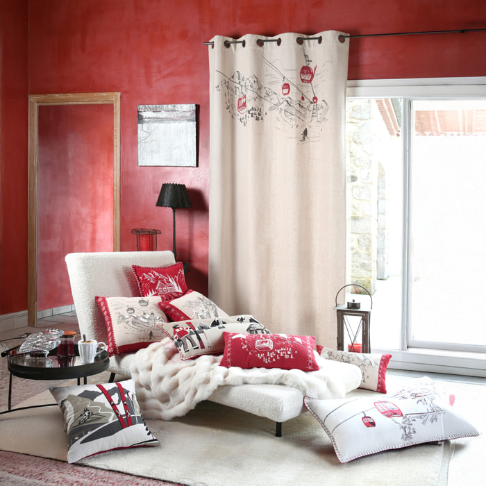 Coussin chalet montagne en coton - Rouge