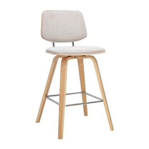 Tabourets de bar en tissu effet velours texturé beige et bois clair H66 cm (lot de 2) SEGUR